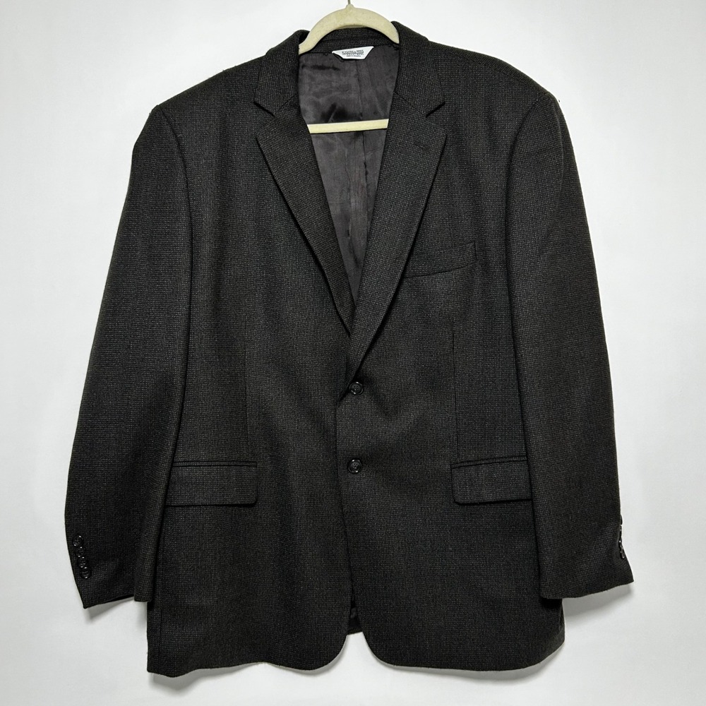 Joseph & Feiss Men Lambswool Blazer Jacket Taupe Gray Classic Fit Two Button 48R